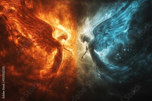 versus wallpaper, heaven and hell, good vs evil, light and darkness background, for match competition