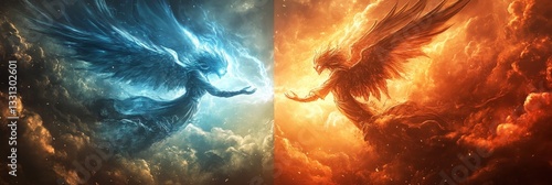 versus wallpaper, heaven and hell, good vs evil, light and darkness background, for match competition