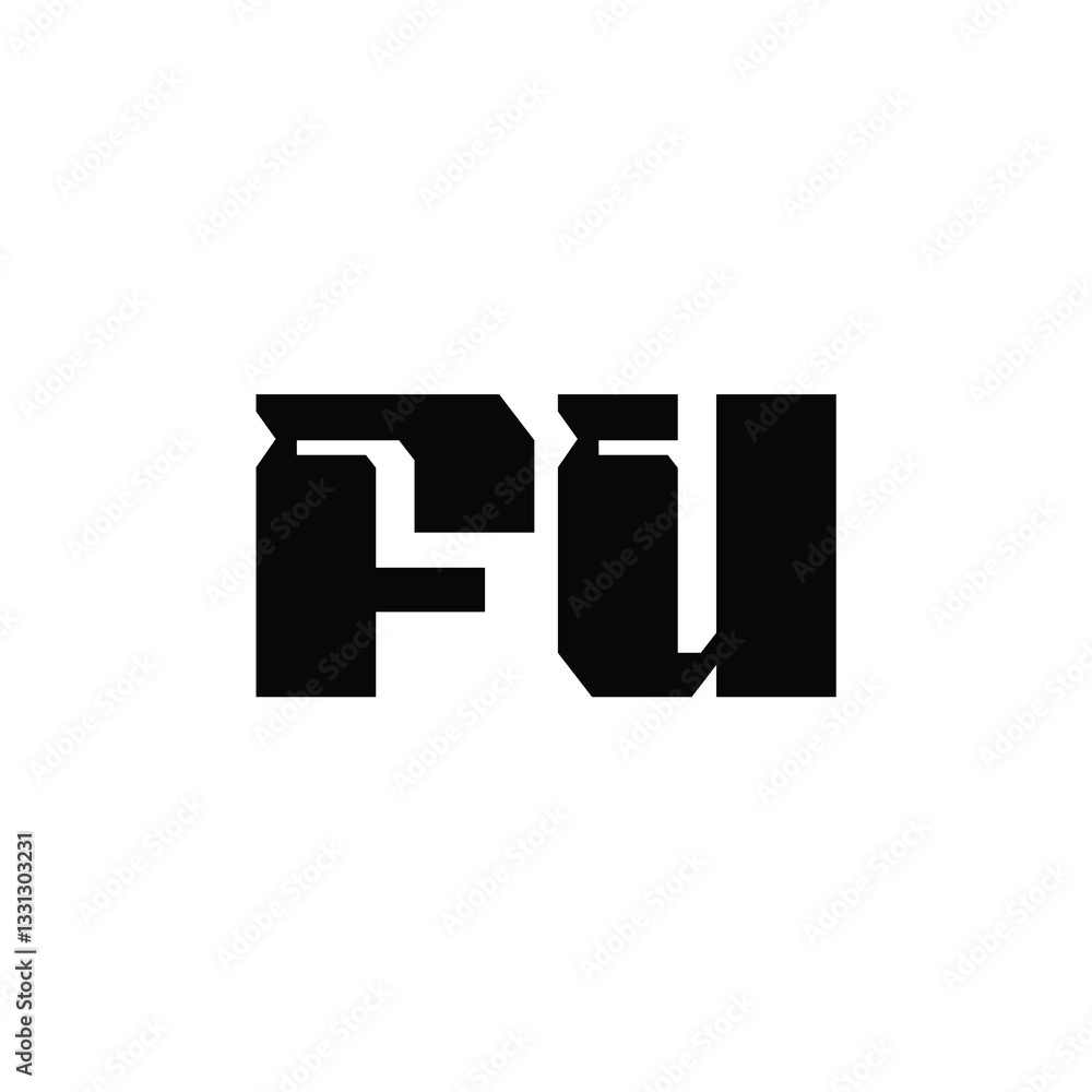 FU monogram logo design letter text name symbol monochrome logotype alphabet character simple logo