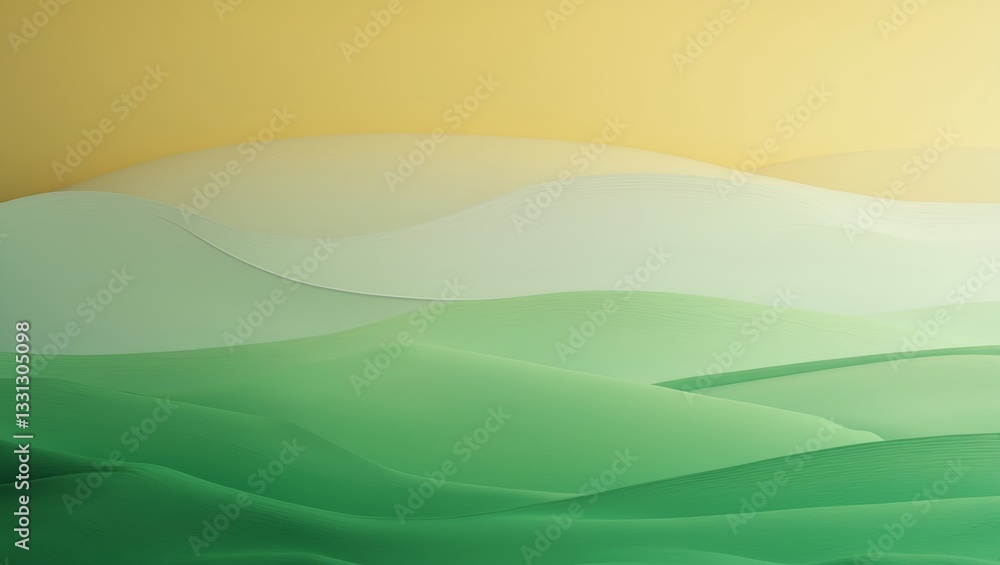 Soft green and yellow hills create a serene landscape atmosphere at twilight Soft green and yellow hills create a serene landscape atmosphere at twilight