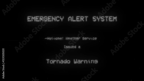 Emergency Alert System vhs display tornado warning alert 80s, 90s tv broadcast