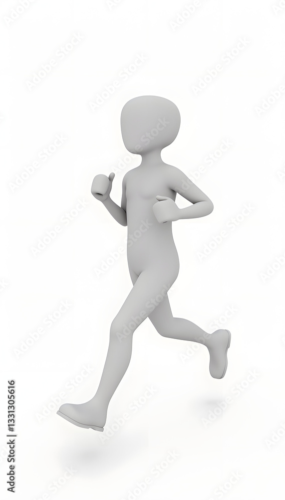 Figure running forward on white background
Figure running forward on white background