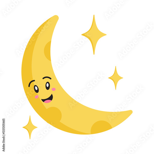 Cute Cartoon Moon Character