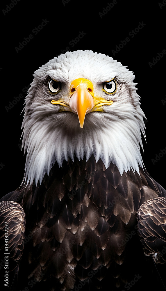 Majestic bald eagle portrait against black background (1) Majestic bald eagle portrait against black background (1)