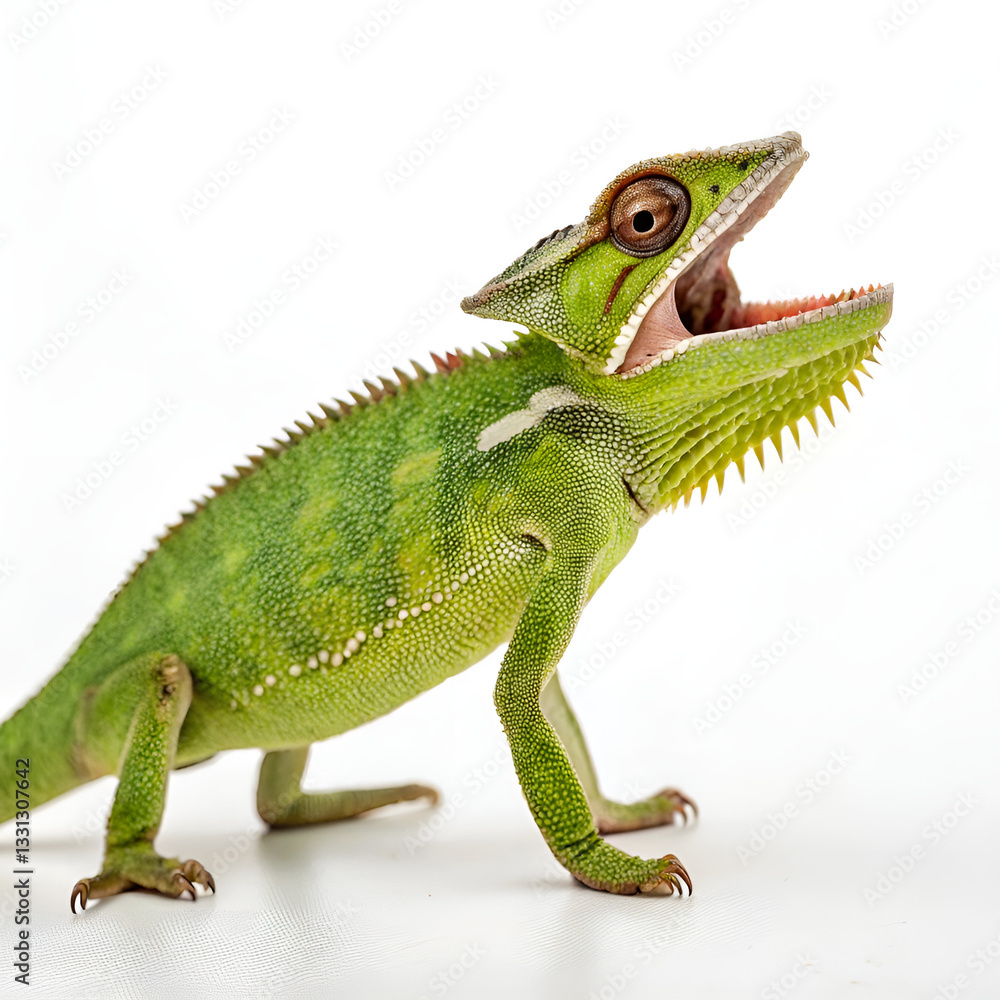 Obraz premium green iguana on white background