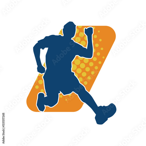 Silhouette of a sporty man in running pose. Silhouette of a male run pose.