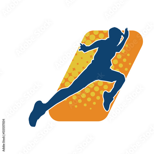 Silhouette of a sporty man in running pose. Silhouette of a male run pose.