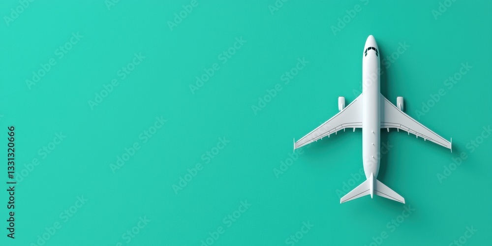 Fototapeta premium Minimalist airplane design on a vibrant background