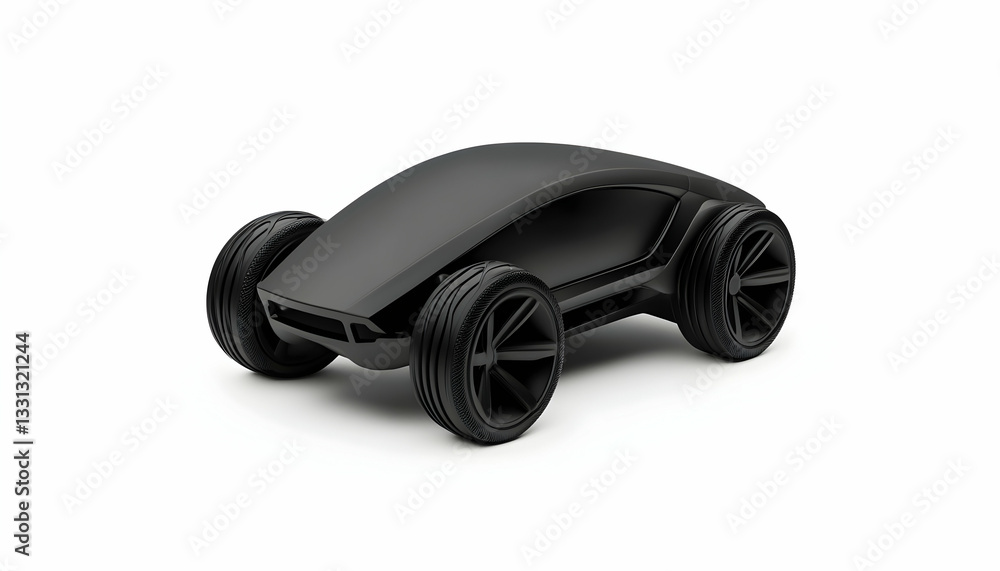 Sleek black concept car model, isolated on white Sleek black concept car model, isolated on white