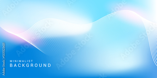 Abstract blue gradient background with shining lines waves. Minimalist background for banner, poster, cover, brochure, flyer, website