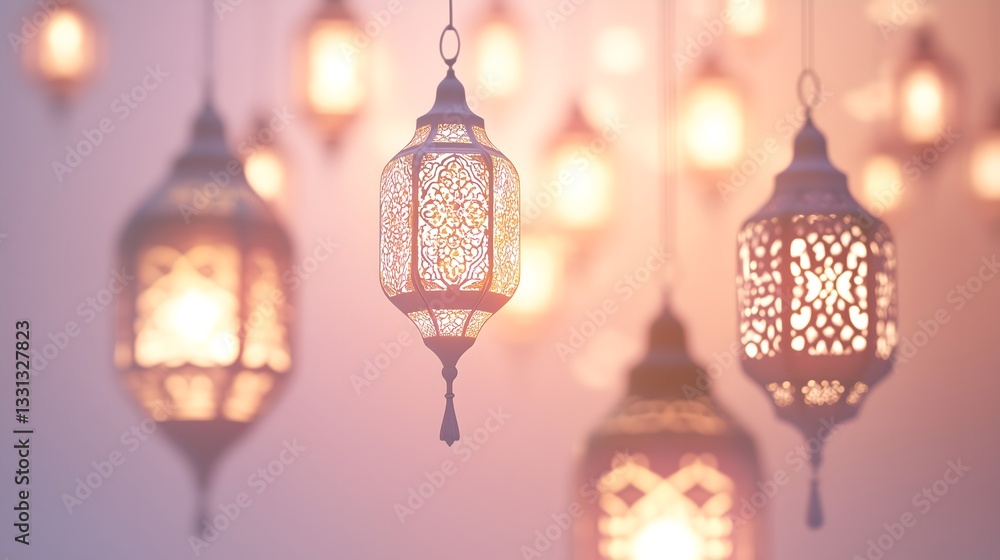 modern Ramadan background featuring simple, elegant lanterns in matte gold and white modern Ramadan background featuring simple, elegant lanterns in matte gold and white