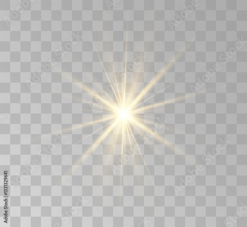 Transparent yellow sunlight special lens flash light effect. Front solar flare lenses	