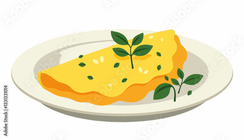 Minimalist omelet with herbs on plate, fresh simplicity