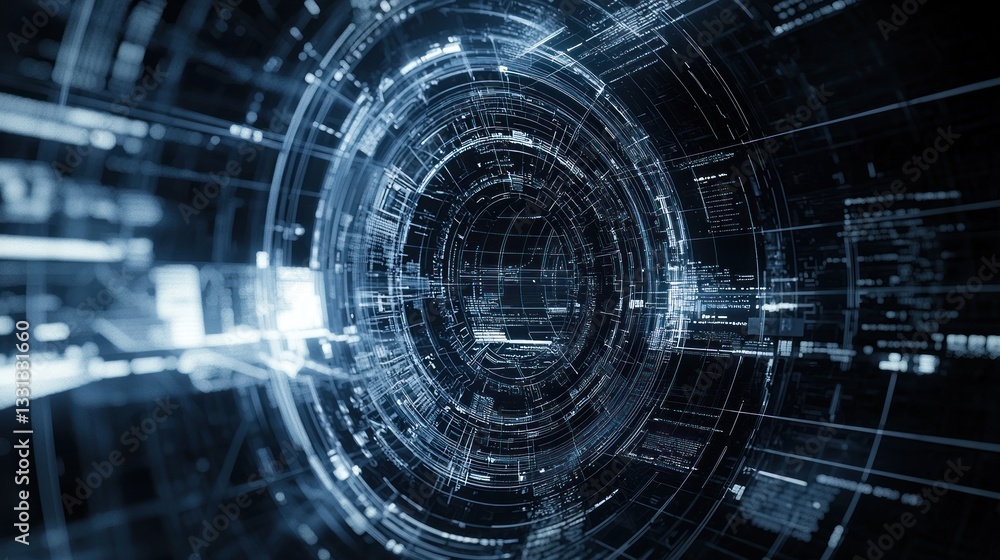 Obraz premium Digital Vortex: Abstract Representation of Data Streams and Technological Connectivity