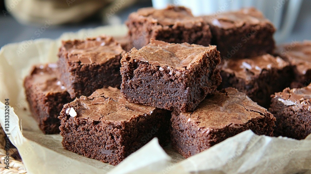 Homemade Brownies on Parchment Homemade Brownies on Parchment