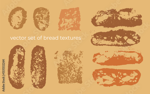 Set of vector bread textures - sponge texture background for banners, flyers and posters - style of bakery and bakeshop. High-resolution monochrome patterns - Sourdough bread pores backdrop
