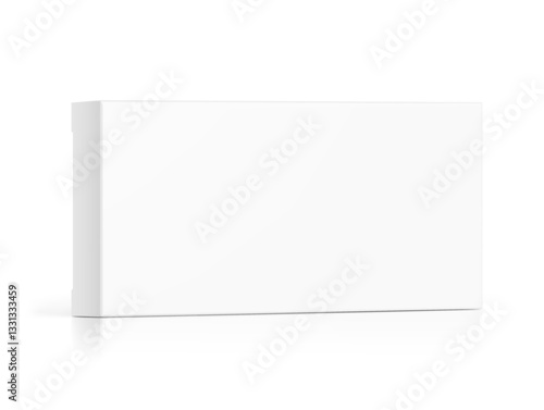 Realistic white closed paperboard box mockup. Vector illustration isolated on white background. Taking your 2D designs into 3D. Can be use for medicine, food, cosmetic and other. EPS10.