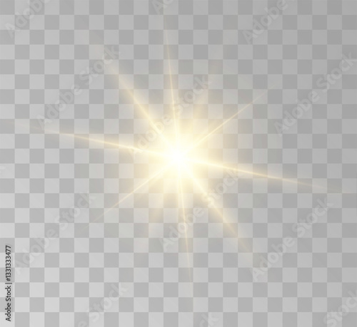 Transparent yellow sunlight special lens flash light effect. Front solar flare lenses	
