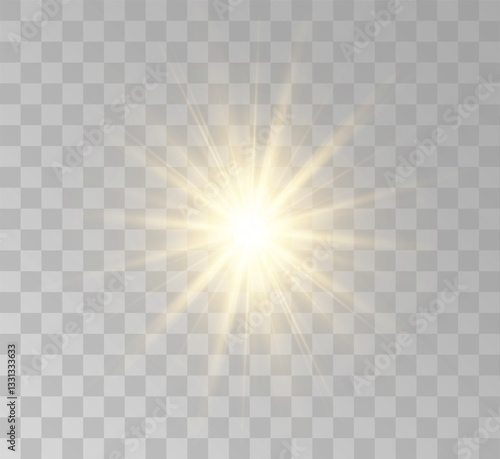 Transparent yellow sunlight special lens flash light effect. Front solar flare lenses	