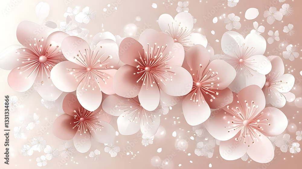 A spring-inspired illustration of cherry blossoms in full bloom, with layered petals and a harmonious blend of light pink and white shades, presented as a standalone vector set. A spring-inspired illustration of cherry blossoms in full bloom, with layered petals and a harmonious blend of light pink and white shades, presented as a standalone vector set.