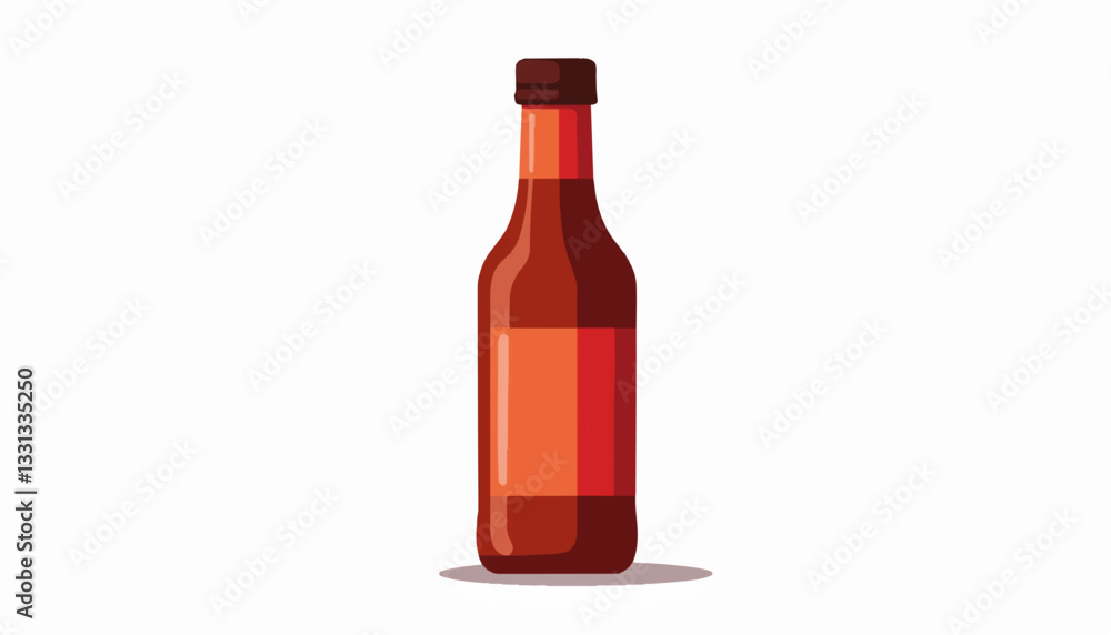 Flat vector illustration of BBQ sauce bottle on white background, simplicity Flat vector illustration of BBQ sauce bottle on white background, simplicity