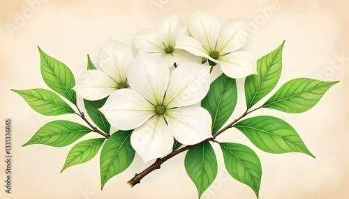 white flowers on green background