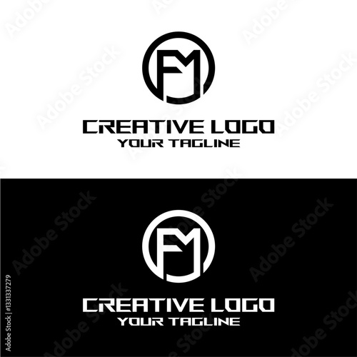 creative letter logo fm design vector