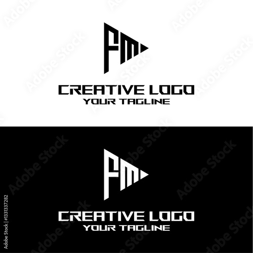 creative letter logo fm design vector