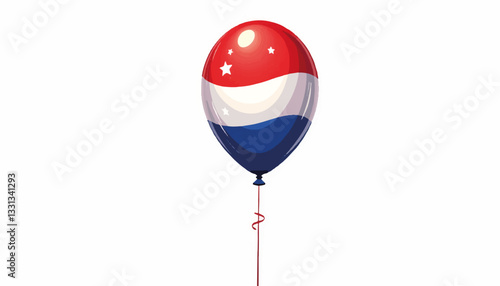 Patriotic balloon floating against a white background, celebration concept