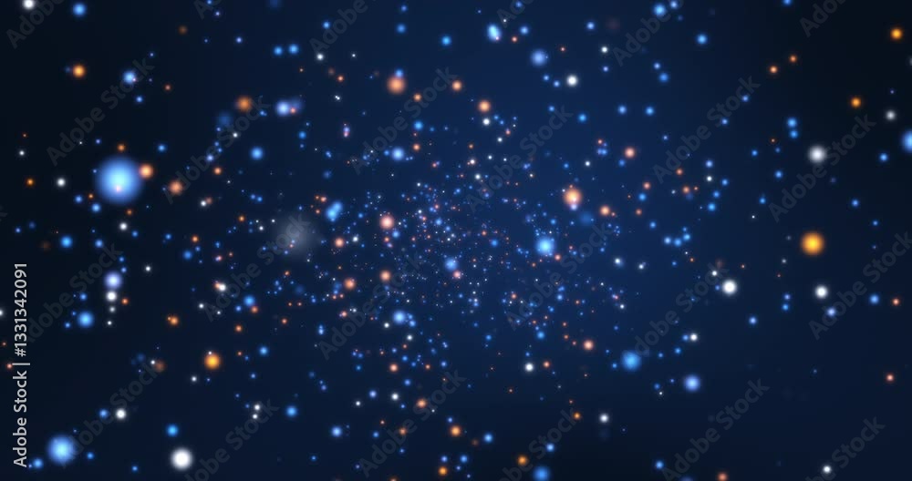 A background with blue and orange particles flying around. Repeatable videos A background with blue and orange particles flying around. Repeatable videos