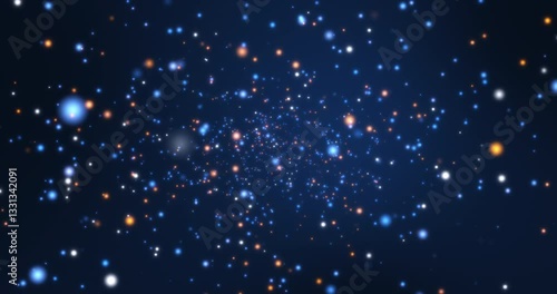 A background with blue and orange particles flying around. Repeatable videos