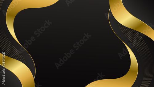 Elegant Black and Gold Abstract Wave Background. Modern luxury design. Suitable for Invitations, awards, templates, banners, covers, posters, presentation, websites, and pages