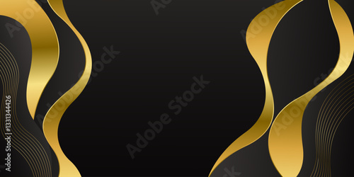 Elegant Black and Gold Abstract Wave Background. Modern luxury design. Suitable for Invitations, awards, templates, banners, covers, posters, presentation, websites, and pages