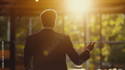 silhouette of a man with hands up