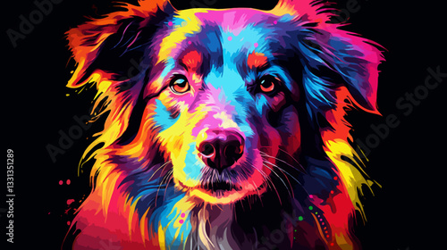 Vivid color dog illustration