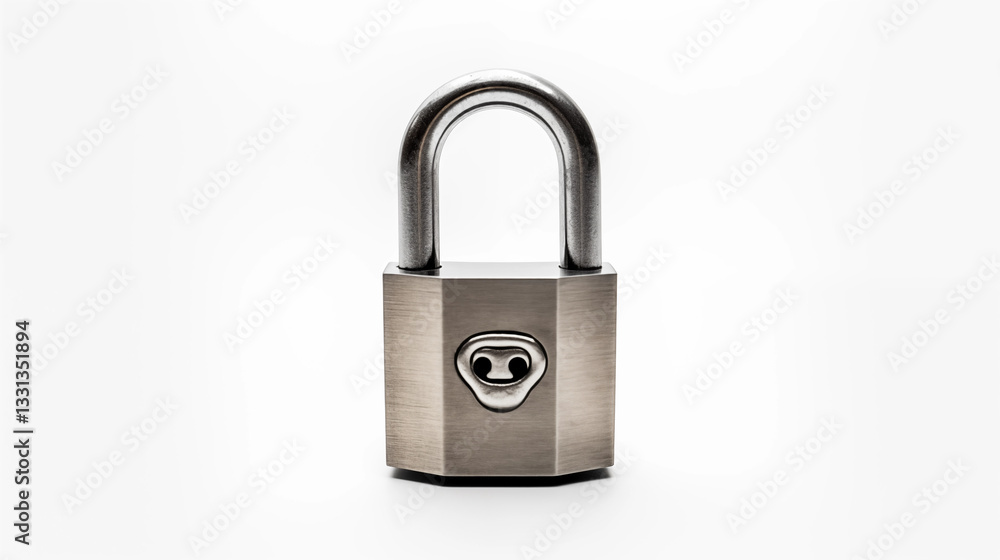 Metal Padlock Security Closed Steel Safety Lock White Background Metal Padlock Security Closed Steel Safety Lock White Background