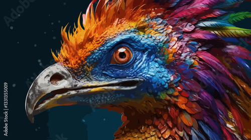 Vivid color predatory bird