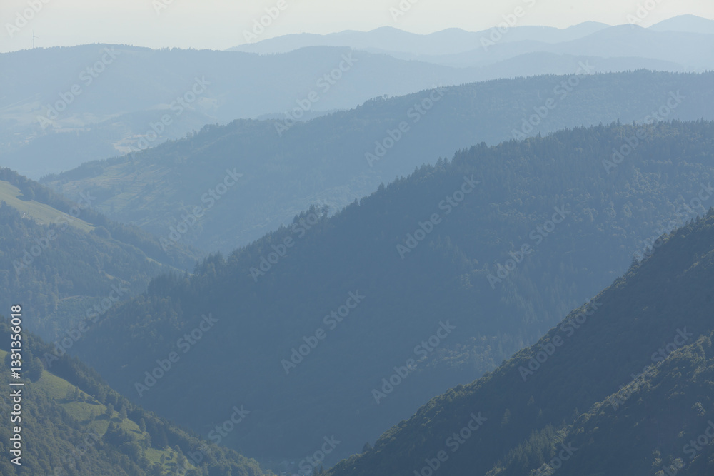 Fototapeta premium Silhouetten im Schwarzwald. Auf dem Feldberg Blick Richtung Todtnau.