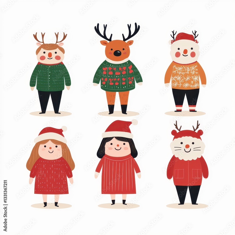 A colorful illustration of festive characters, including a reindeer and snowman, dressed in holiday attire, radiating cheerful, seasonal vibes. A colorful illustration of festive characters, including a reindeer and snowman, dressed in holiday attire, radiating cheerful, seasonal vibes.