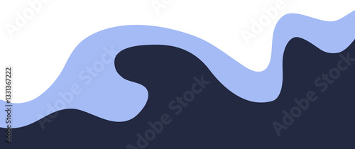 Blue flat separators shape. Curve Lines, wave dividers for Top or Bottom Page
