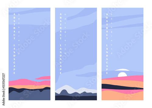 Beautiful landscape set. Abstract bright minimalistic background