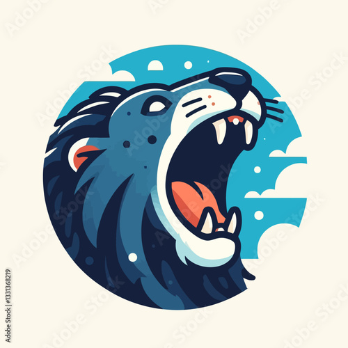 Emblème vectoriel d’un lion en style design plat sur fond clipart transparent isolé en format vectoriel, parfait pour le branding, le symbolisme de la force et les projets royaux.