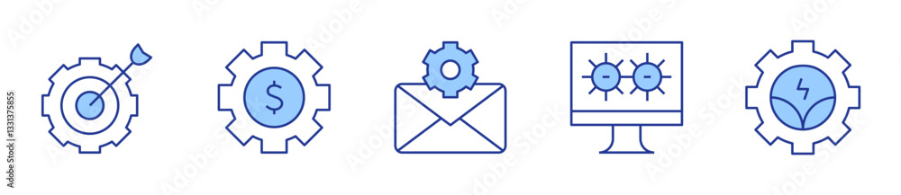 goal, subscription business model, mail, setting, settings. Settings Icon vector illustration. Line Duotone style. Editable stroke goal, subscription business model, mail, setting, settings. Settings Icon vector illustration. Line Duotone style. Editable stroke