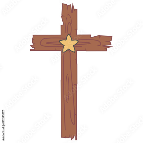 wooden cross on a white background