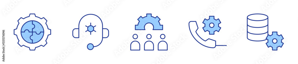 phone call, data management, settings, headphones. Settings Icon vector illustration. Line Duotone style. Editable stroke phone call, data management, settings, headphones. Settings Icon vector illustration. Line Duotone style. Editable stroke
