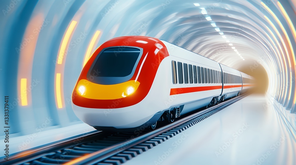 Fototapeta premium High Speed Train in Futuristic Tunnel