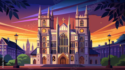 Westminster Abbey at Dusk, London, United Kingdom A Stunning Display of Gothic Architecture