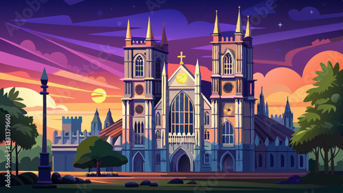 Westminster Abbey at Dusk, London, United Kingdom A Stunning Display of Gothic Architecture