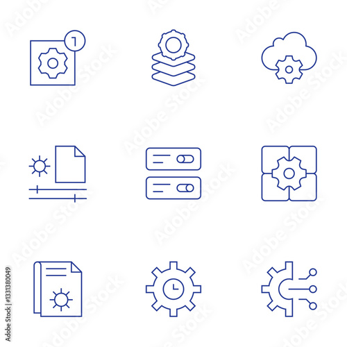 Settings icons set. Thin Line style, editable stroke. settings, cloud, app settings