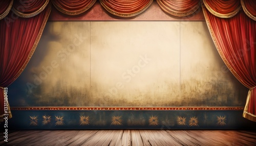 Faded theater or circus poster – old promotional sheet with space for text